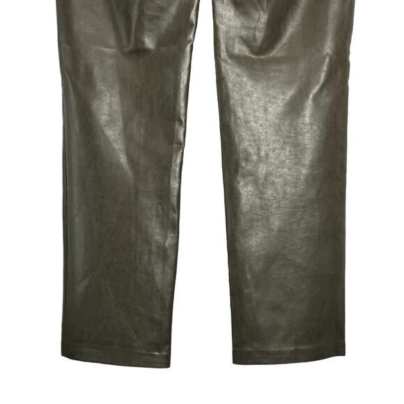 Aritzia Wilfred Melina Straight Leg SOFT Vegan Leather Pant Green Gray Size 10 - Picture 8 of 10